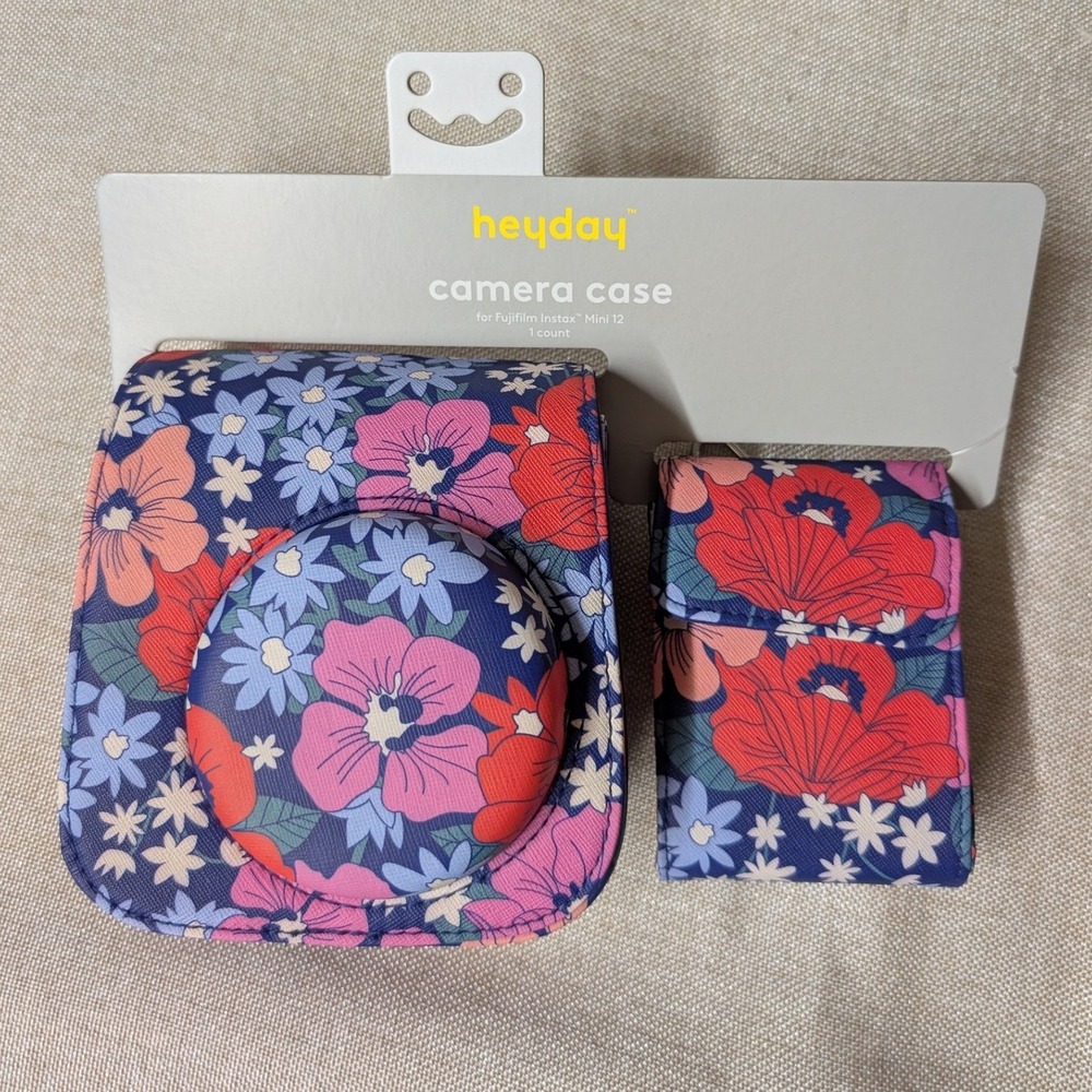 Heyday Camera Case Unisex OS Navy Floral NWT Instax Mini 12 Faux Leather